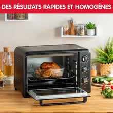 Load image into Gallery viewer, Moulinex Four électrique 39 L, 7 modes de cuisson, Chaleur tournante, Thermostat réglable jusqu’à 240° C, Tournebroche, Minuteur 120 min, Grille réversible, Optimo noir OX485810