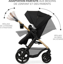 Load image into Gallery viewer, Kinderkraft MOOV2 Poussette 3 en 1, Système de voyage de la naissance à 27 kg, Siège auto Mink PRO I-Size inclus, Capote extensible avec filtre UPF50+, Accessoires pratiques, Gris
