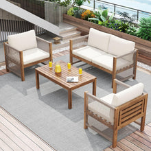 Load image into Gallery viewer, Zepneiy Salon de Jardin, Salon de Jardin 4 Personnes, avec canapé, Table Basse et Coussins, Housse en Tissu déhoussable et Lavable, Noir (Coussins d'assise Inclus)