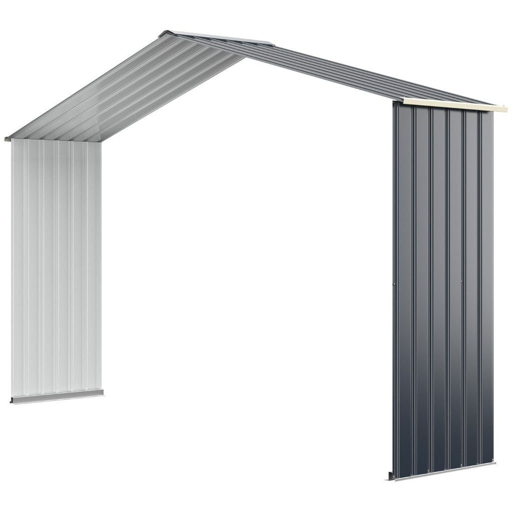 Abri de Jardin en Métal & Extension 10.85㎡ avec 2 Portes Coulissantes Verrouillables 4 Trous d’Aération Gris pour Vélo