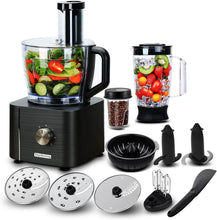Load image into Gallery viewer, TopStrong Multifunctional Food Processor, 1100 W Multifunctional Food Processor, 11 in 1 Food Processor Included Chopper, Kneader Hook, Blender, Citrus Press and Coffee Grinder, 3.2L Bowl and 1.5L
