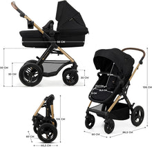 Load image into Gallery viewer, Kinderkraft MOOV2 Poussette 3 en 1, Système de voyage de la naissance à 27 kg, Siège auto Mink PRO I-Size inclus, Capote extensible avec filtre UPF50+, Accessoires pratiques, Gris