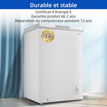 Load image into Gallery viewer, Congélateur coffre CHiQ 142L, 63,5 x 55,6 x 83,5cm, Congélateur Inverter, Affichage de la température extérieure, Mode de congélation rapide -32℃, Grille métallique,Faible bruit