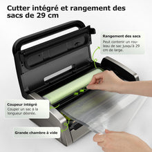 Load image into Gallery viewer, Bonsenkitchen Powerful and Quiet Food Vacuum Sealer with Globefish Technology for Continuous Work, Locked Handle Design, Integrated Cutter, 2 Rolls of Bags Included