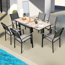 Load image into Gallery viewer, Table de Jardin Extensible en Aluminium Ajustable de 80 à 160 CM Table à Manger Extérieure Rectangulaire pour 4-6 Personnes Naturel