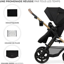 Load image into Gallery viewer, Kinderkraft MOOV2 Poussette 3 en 1, Système de voyage de la naissance à 27 kg, Siège auto Mink PRO I-Size inclus, Capote extensible avec filtre UPF50+, Accessoires pratiques, Gris