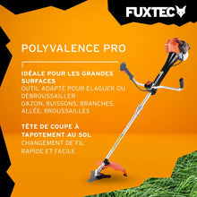 Load image into Gallery viewer, Fuxtec Débroussailleuse Thermique Professionnelle FX-PS152 52 cm3 3CV Système Anti Vibration - 2 en 1 Coupe-Bordure avec Tête de Coupe Double Fil et Lame 3 Dents Modèle Conçu pour Les Pros