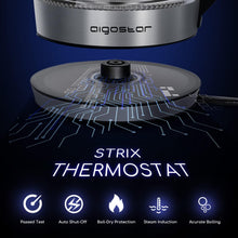 Load image into Gallery viewer, Aigostar Cris - Bouilloire en verre Température Réglable 2200W, 1.7L. Thermostat Réglable (60 à 100ºC) et fonction maintien au chaud, Filtre à thé amovible, éclairage LED de couleurs, Sans BPA.