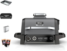 Load image into Gallery viewer, Ninja Woodfire Barbecue électrique et fumoir Pro XL avec thermomètre, barbecue et Air fryer d'extérieur 4-en-1 avec système Smart Cook et granulés Woodfire, portatif, gris/noir, OG850EU