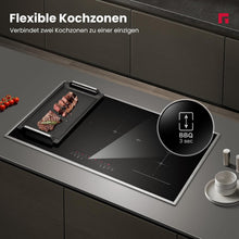 Load image into Gallery viewer, GASLAND IH905BFB Plaque de Cuisson Induction encastrable 90 cm, 5 foyers avec cadre en inox, zone spéciale BBQ, PowerBoost, 10000W (Poêle non incluse)