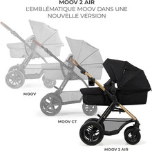 Load image into Gallery viewer, Kinderkraft MOOV2 Poussette 3 en 1, Système de voyage de la naissance à 27 kg, Siège auto Mink PRO I-Size inclus, Capote extensible avec filtre UPF50+, Accessoires pratiques, Gris