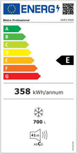 Load image into Gallery viewer, METRO Professional Congélateur bahut GHF2700S, acier, 188 x 73.5 x 94.5 cm, 700 L, 125 W, 3 paniers, éclairage LED, avec serrure, blanc/gris