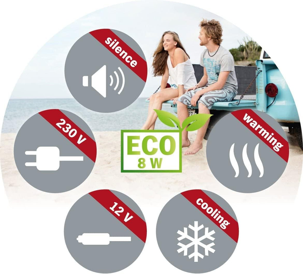 SEVERIN KB 2922 Electric Cooler (19 L) with Cooling and Keep Warm Function, Car Cooler with 2 Connections (Power Supply and Cigarette Lighter), Cool Box Green/Grey