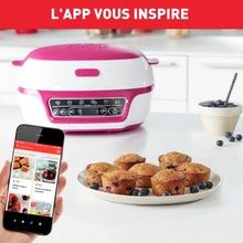 Load image into Gallery viewer, Tefal Smart Cake Machine, 5 Automatic Programs, 1 Manual Mode, 12 Mini Cake Moulds, 1 Large Mould, Compatible with CreaBake Series, Cake Factory Delights KD810112