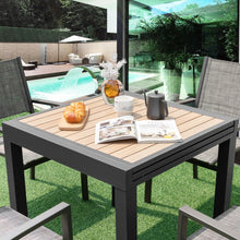 Load image into Gallery viewer, Table de Jardin Extensible en Aluminium Ajustable de 80 à 160 CM Table à Manger Extérieure Rectangulaire pour 4-6 Personnes Naturel