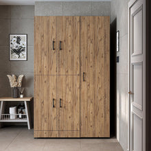 Load image into Gallery viewer, ROOMART Dora - Armoire de machine à laver - Pour sèche-linge et machine à laver - En 4 couleurs - Avec portes et panneau coulissant - Blanc - Chêne blanc - Chêne anthracite - Chêne blanc (chêne blanc)