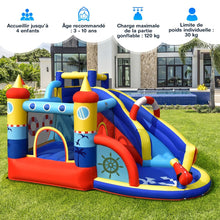 Load image into Gallery viewer, Château Gonflable Style Bateau avec Toboggan Incurvé Zone de Saut Mur d'Escalade avec Gonfleur 450 W