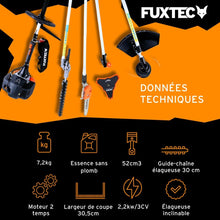 Load image into Gallery viewer, Fuxtec Débroussailleuse Thermique Multifonction 5 en 1 Multitool FX-MT152E - Easy Starter 3CV 52 cm³, Moteur 2 Temps, Élagueuse Taille Haie Coupe Bordure Avec Fil ou Lame 1 Mètre Rallonge