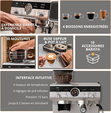 Load image into Gallery viewer, Krups Virtuoso+, Machine expresso, Machine a cafe à pompe, expresso machine a cafe moulu ou dosettes, 15 bars, Inox, Buse vapeur, Espresso et cappuccino, XP444G10