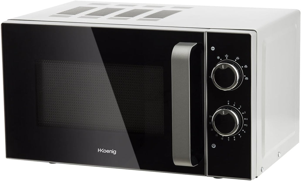 H.Koenig Four à Micro-ondes Compact Digital 20L VIO2, 700W, Plateau tournant 24,5cm, Multifonction Programmable 6 niveaux de chauffe, Décongélation et Express, Minuterie 60min, Effet mirroir noir