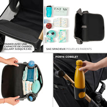 Load image into Gallery viewer, Kinderkraft MOOV2 Poussette 3 en 1, Système de voyage de la naissance à 27 kg, Siège auto Mink PRO I-Size inclus, Capote extensible avec filtre UPF50+, Accessoires pratiques, Gris