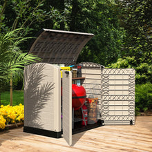 Load image into Gallery viewer, Duramax StoreAway 1200L Plastic Garden Shed/ Flat Lid, Outdoor Storage Shed, Wheelie Bin Hideaways, Wheelie bin box, Durable Construction, Ideal for Bikes, BBQs &amp; 2x 240L Bins, 145x85x125 cm, Brown