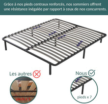Load image into Gallery viewer, SAMPUR - Sommier Essentiel 140x190 cm | Résistant et Confortable | 7 Pieds Inclus | Lattes réglables | Cadre métal laqué époxy | Sommier 1 ou 2 Personnes | Montage Rapide et Facile