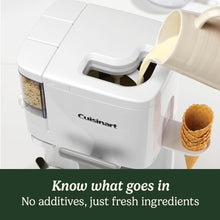 Load image into Gallery viewer, Cuisinart Sorbetière | machine à crème glacée, yaourt glacé, gelato, sorbet, sans produits laitiers | Distributeur de garniture | facile à utiliser | 1.42L fait 6 portions | Prêt en 20mins | ICE48U