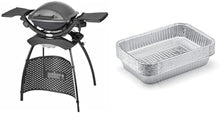 Load image into Gallery viewer, Weber Q1400 Barbecue électrique avec support, surface de cuisson 43 x 32 cm, nomade, grille en fonte émaillée divisée en 2 parties, couvercle et cuve en fonte d'aluminium - Gris foncé (52020853)