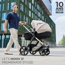 Load image into Gallery viewer, Kinderkraft MOOV2 Poussette 3 en 1, Système de voyage de la naissance à 27 kg, Siège auto Mink PRO I-Size inclus, Capote extensible avec filtre UPF50+, Accessoires pratiques, Gris