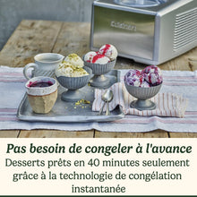 Load image into Gallery viewer, Cuisinart Sorbetière - Fait de la crème glacée, du gelato, du sorbet et du yogourt glacé en 40 minutes - Desserts maison - Facile à utiliser - Acier inoxydable - ICE100BCU