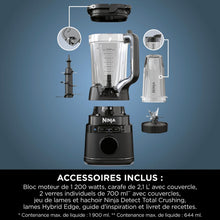 Load image into Gallery viewer, Ninja Detect Power Blender Processor Pro 3-en-1, mixeur 1200W, bol à mélanger, lame malaxeur, gobelet individuel, récipient, pétrir, mixer, hacher et mélanger, noir, TB401EU