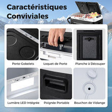 Load image into Gallery viewer, Glacire lectrique Portable Double Zone 40L Rfrigrateur de Voiture 12 V  Compresseur -20鈩兟爚聽20鈩12/24V CC et 100-240V CA Noir -