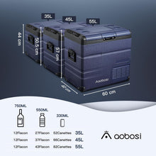 Load image into Gallery viewer, AAOBOSI 46 L Glaciere a Compression, Glaciere Electrique Double Zone, 12 V/24 V et 100-240 V Frigo Camping, -20 ℃ à 20 ℃, pour Voiture, Camion, Bateau, Camping-Car