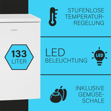 Load image into Gallery viewer, Bomann Réfrigérateur 133L blanc VS2195-1-blanc, Capacité nette : 133 litres, Éclairage intérieur à DEL, Contrôle de la température en continu, 3 clayettes en verre