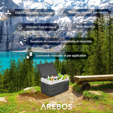 Load image into Gallery viewer, Arebos Glacière compresseur 26 l | Glacière électrique avec application et contrôle intelligent | Réfrigérateur mobile avec port USB | jusqu'à -20 °C | 12/24 V 230 V | Pour voiture, camion, camping,