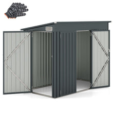 Load image into Gallery viewer, Abri de Jardin Extérieur Abri à Outils de Jardin avec 2 Portes Design Incliné Aérations Cadre en Métal Galvanisé 235x117x185cm Gris Foncé
