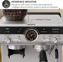 Load image into Gallery viewer, Krups Virtuoso+, Machine expresso, Machine a cafe à pompe, expresso machine a cafe moulu ou dosettes, 15 bars, Inox, Buse vapeur, Espresso et cappuccino, XP444G10