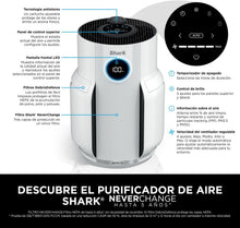 Load image into Gallery viewer, Shark NeverChange jusqu'à 5 ans Purificateur d'air MAX intérieur, Couvre 130m², Filtre HEPA 5 ans, Capture 99,97% allergènes, Mode automatique, Silencieux, LED, Blanc HP300EU