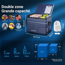 Load image into Gallery viewer, AAOBOSI 46 L Glaciere a Compression, Glaciere Electrique Double Zone, 12 V/24 V et 100-240 V Frigo Camping, -20 ℃ à 20 ℃, pour Voiture, Camion, Bateau, Camping-Car