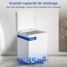 Load image into Gallery viewer, Congélateur coffre CHiQ 142L, 63,5 x 55,6 x 83,5cm, Congélateur Inverter, Affichage de la température extérieure, Mode de congélation rapide -32℃, Grille métallique,Faible bruit