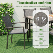 Load image into Gallery viewer, Ensemble de Meubles de Patio 7 Pièces pour 6 Personnes Salon de Jardin avec 6 Chaises Empilables et Table Rectangulaire Gris