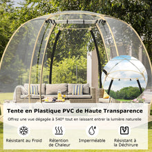 Load image into Gallery viewer, Tente Bulle à Ouverture Instantanée pour 6 à 10 Personnes Tente Dôme d'Extérieur 328 x 328 cm Résistante Aux Intempéries Transparent