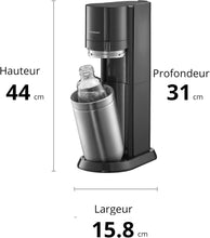 Load image into Gallery viewer, SodaStream Duo Sparkling Water Machine for Glass Jug | Pack of 2 Glass Jugs 1L + 1 Bottle 1L Dishwasher Safe + 1 60L Gas Refill Clip On | Black [Amazon Exclusive]