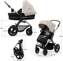 Load image into Gallery viewer, Kinderkraft MOOV2 Poussette 3 en 1, Système de voyage de la naissance à 27 kg, Siège auto Mink PRO I-Size inclus, Capote extensible avec filtre UPF50+, Accessoires pratiques, Gris