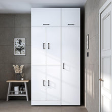 Load image into Gallery viewer, ROOMART Dora - Armoire de machine à laver - Pour sèche-linge et machine à laver - En 4 couleurs - Avec portes et panneau coulissant - Blanc - Chêne blanc - Chêne anthracite - Chêne blanc (chêne blanc)