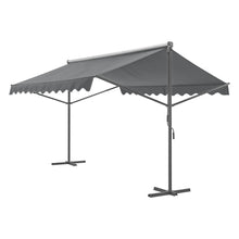 Load image into Gallery viewer, Store banne autoportant à double pente 400 x 300 x 260 cm gris foncé 03_0008294