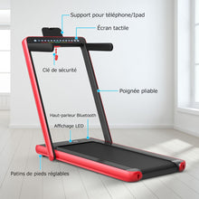 Load image into Gallery viewer, Tapis de Course Pliable 0,75HP Double Affichage LED APP et Télécommande Vitesse Motorisé 12 km/h Surface 40x100cm Rouge