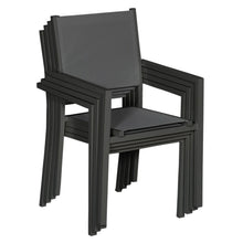 Load image into Gallery viewer, Lot de 8 chaises en aluminium anthracite - textilène gris Happy Garden