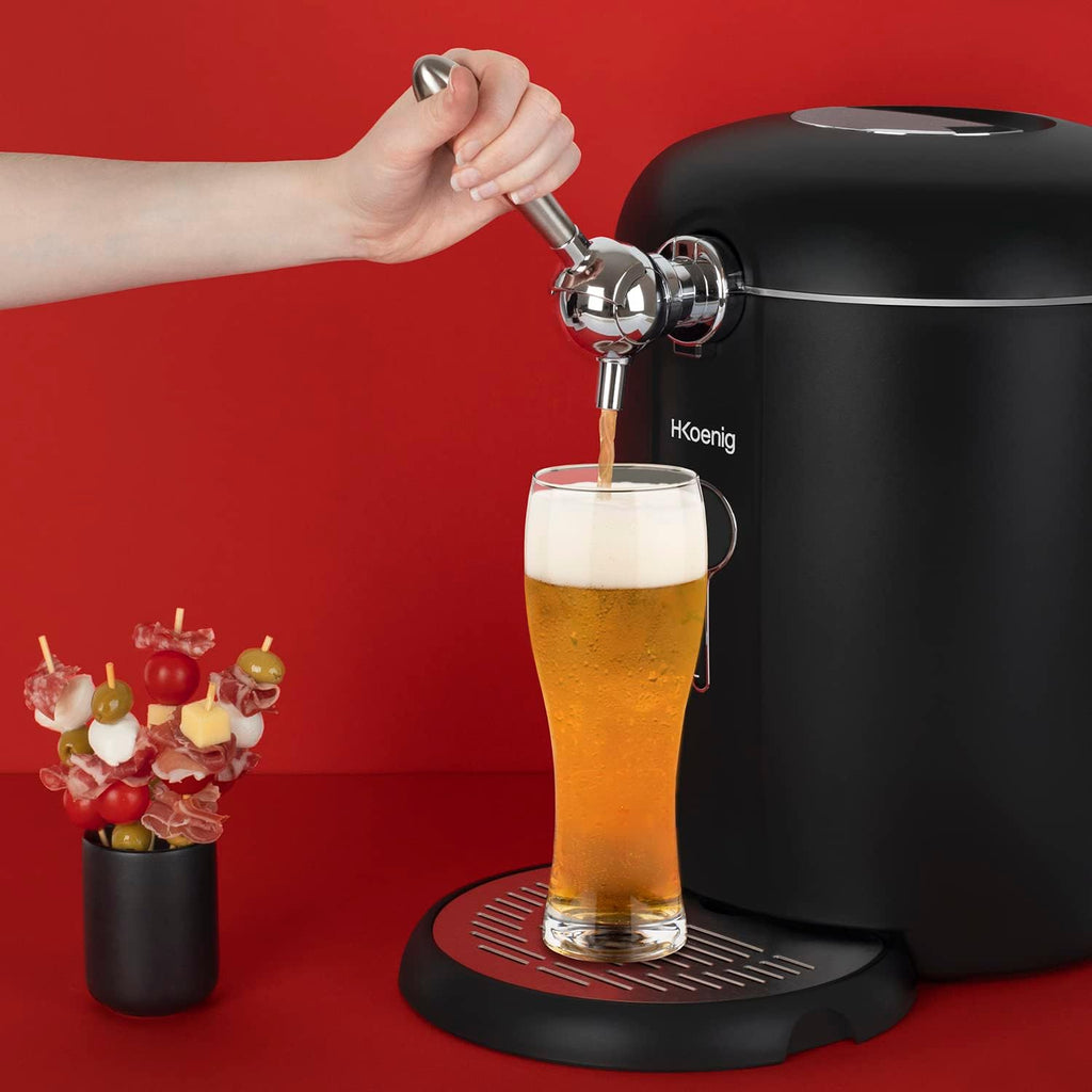 H.Koenig Tireuse à Bière compatible tous Fûts Universels Pressurisés de 5L Inox BW1778, Machine, Pompe, Pression domestique, Professionnelle, Universelle, Refroidissement intégré 4°C